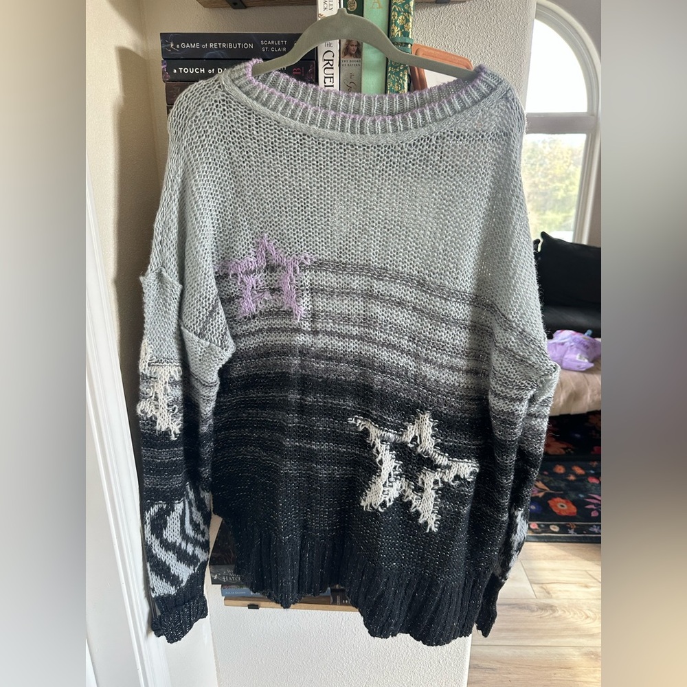 Anthropologie Pilcro ombré star sweater Sz. L - Picture 3 of 5